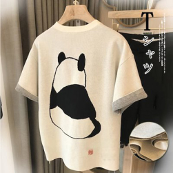 Ukawaii 新作 韓国 ファッション 春夏 デザイン感 パンダ 半袖 ニット Ｔシャツ