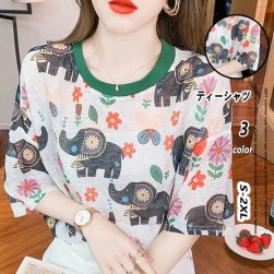 Ukawaii 超可愛い 薄手 通学 人気 ファッション プリント 半袖 Ｔシャツ