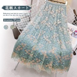 Ukawaii 可愛いデザイン 刺繡 メッシュ Aライン レディース スカート