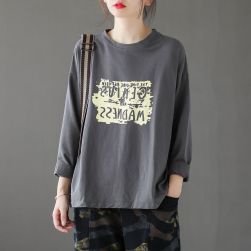 Ukawaii 話題沸騰中 プリント ラウンドネック シンプル 着回し最強 長袖 メンズ Tシャツ