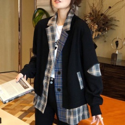 Ukawaii 今季注目 カジュアル 通勤 配色 チェック柄 ロング スーツジャケット