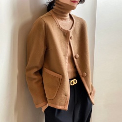 Ukawaii 大人 ファッション 大きいサイズ 配色 長袖 レディース ショート丈 コート