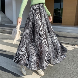 Ukawaii 個性的なデザイン ファッション プリント ウエスト ゴム 着瘦せ スカート