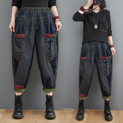 Ukawaii 超人気 ファッション 刺繡 ゆったり アンクル丈 レトロ 大きいサイズ カジュアルパンツ