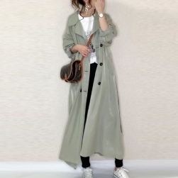 Ukawaii 今季大注目のアップ レトロ ファッション ダブルブレスト ベルト付き 韓国風 ロング トレンチコート