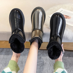 Ukawaii 柔らかくて優しい印象 レトロ 通勤 丸トゥ 暖かい ローヒール 切り替え ファッション ブーツ