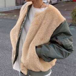 Ukawaii 流行の予感 ファッション 配色 切り替え フワフワ 柔らか 保温性 ジャケット