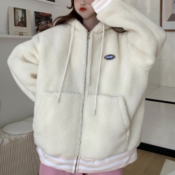 Ukawaii 上品なシルエット フリース フルジップ フード付き 冬 暖かい ジャケット