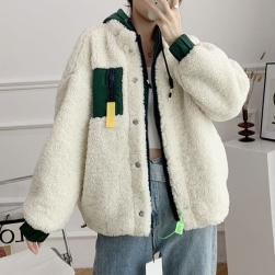 Ukawaii 一枚で視線を奪う ファッション シングルブレスト 配色 フード付き ジャケット
