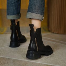 韓国風ファッション カジュアル レトロ 丸トゥ 暖かい ファッション シンプル ショート丈ブーツ