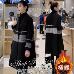 可愛いデザイン 大好きな着こなし韓国ファッション 冬 ヘップバーン風 ウールコート
