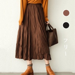 韓国風ファッション ギャザー ハイウエスト 着瘦せ 気質アップ 通勤 スカート