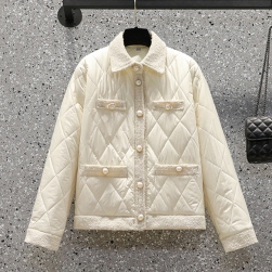 特別デザイン エレガント ゆったり 折り襟 シングルブレスト ショート丈 中綿ジャケット