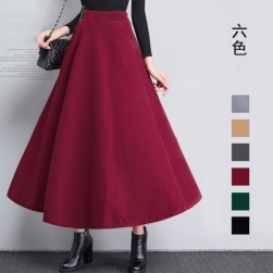 高見えデザイン 定番 シンプル 無地 ハイウエスト Aライン 合わせやすい スカート