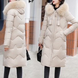 韓国風ファッション エレガント 無地 フード付き M-5XL 保温性 中綿コート