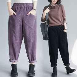 韓国風ファッション コーデュロイ 上品さたっぷり M-2XL レディース 森ガールパンツ