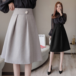 トレンドアイテム 韓国風 レトロ ハイウエスト デザイン性 ボダン付き スカート