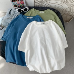 多色 ユニークなデザイン 韓国系 シンプル 無地 男女兼用 春夏 Tシャツ