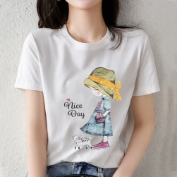 個性的なデザイン 韓国系 アルファベット プリント 定番 半袖 プルオーバー Tシャツ