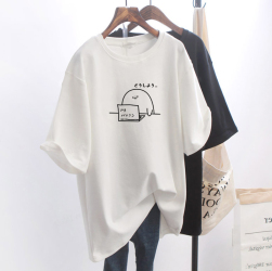 【予約注文】絶対可愛い カジュアル 韓国系 プリント ラウンドネック 半袖 Tシャツ