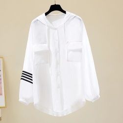 韓国風ファッション シンプル ゆったり 合わせやすい フード付き 春夏 ブラウス・シャツ