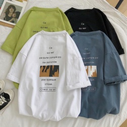 特別デザイン 韓国系 ファッション プリント 半袖 男女兼用 Tシャツ