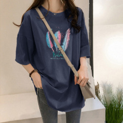 【再入荷予定】韓国風ファッション シンプル カジュアル プルオーバー プリント 半袖 ラウンドネック Tシャツ