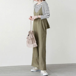 【再入荷予定】 韓国風ファッション シンプル レギュラー丈 レギュラーウエスト フェミニン サロペット