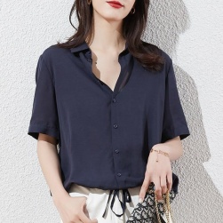 個性的なデザイン 定番 ファッション 韓国系 無地 シングルブレスト 折り襟 シャツ
