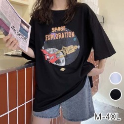 韓国の人気爆発 定番 ファッション アルファベット プリント ゆったり Tシャツ