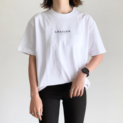 【再入荷予定】美人度アップ シンプル 着痩せ プルオーバー ラウンドネック プリント Tシャツ