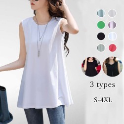 激安セール 3 types 韓国系 定番 ファッション ノースリーブ 無地 Tシャツ