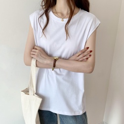 韓国風ファッション 人気を独占中♡ シンプル 無地 プルオーバー ノースリーブ ラウンドネック Tシャツ