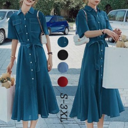 可愛いデザイン 韓国風ファッション 切り替え ウエスト締め マーメイドスカート デートワンピース