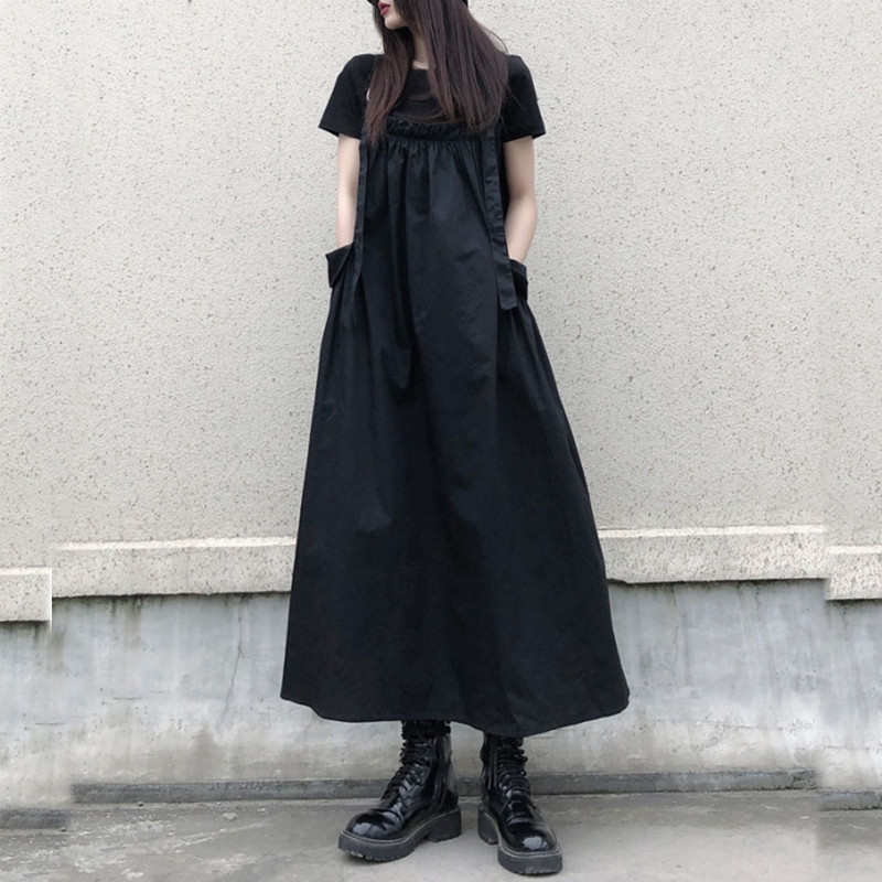ブラック/Tシャツ+ジャンパースカート/2点セット