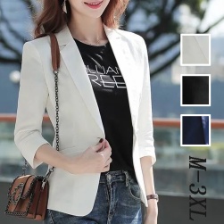 ファン急増中 人気 韓流ファッション スリム 着瘦せ 七分袖 オフィス レディース 通勤 スーツジャケット