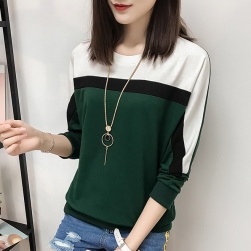韓国風ファッション 切り替え 配色 ゆったり 長袖 大きいサイズ パーカー