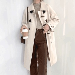 韓国風ファッション こだわりデザイン スウィート レトロ ビックシルエット ロング コート
