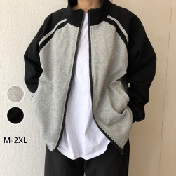 可愛いデザイン 韓国系 学園風 長袖 切り替え ストライプ柄 ジャケット