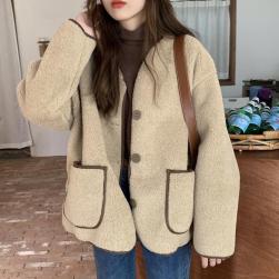 韓国風ファッション スウィート 無地 ラウンドネック オーバーサイズ感 中綿コート