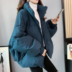 韓国風ファッション シンプル 秋冬 無地 ビックシルエット 体型をカバー ダウンコート