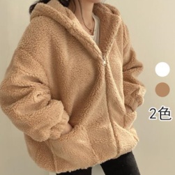 韓国系 シンプル ふわふわ 暖か 無地 フード付きシンプル 中綿 コートアウター