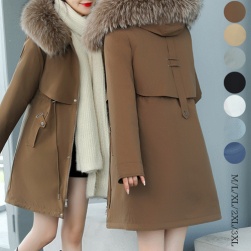 一枚で視線を奪う 人気 韓流 ファッション フード付き ウエスト締め 厚手 防寒 コート