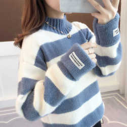韓国風ファッション カジュアル 切り替え ビックシルエット 大きめのサイズ感 ニットセーター