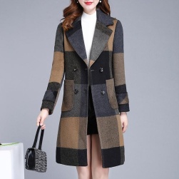 大人な雰囲気 ファッション 韓国風 暖かい チェック柄 長袖 ラシャコート
