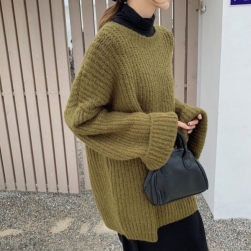 韓国風 ファッション 上品さたっぷり ロング 秋冬 ファッション ニット 長袖 シンプル セーター