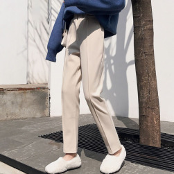 韓国風ファッション ファッション レギュラー丈 ハイウエスト 無地 きれいIライン カジュアルパンツ