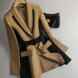 韓国風ファッション 切り替え 配色 ベルト付き 韓国風ファッション 気分転換 スーツジャケット