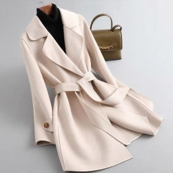 気質アップ シンプル 無地 高級感 ベルト付き 韓国風 ファッション ラシャ 厚手 コート