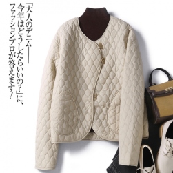 個性的なデザイン ファッション 無地 切り替え 防寒 秋冬 レディース 森ガール 中綿コート